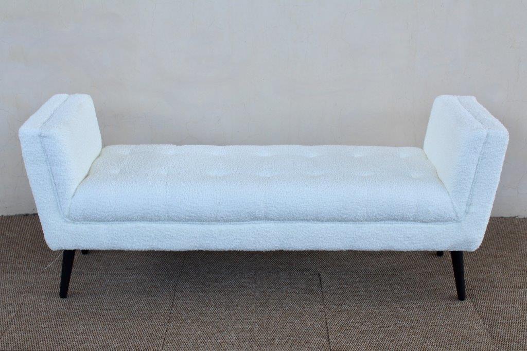 Light Cream Bench With Black Wooden Legs